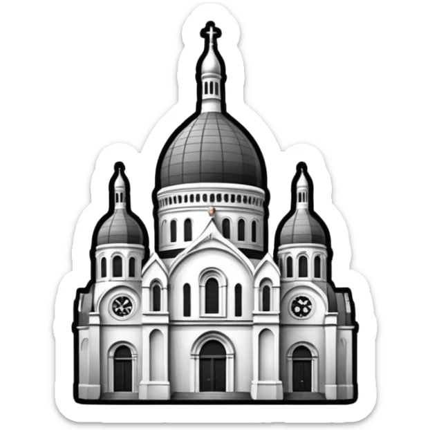 now I want a sticker with the Sacre Coeur church in black and white sticker