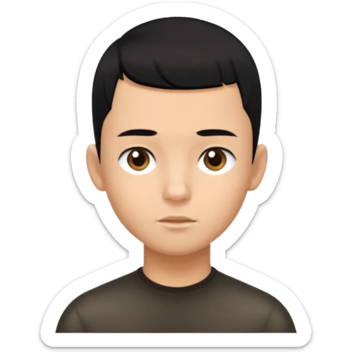 create a long buzz haircut boy that has black hair hair need to go on forhead and it cant be flat little fringe sticker