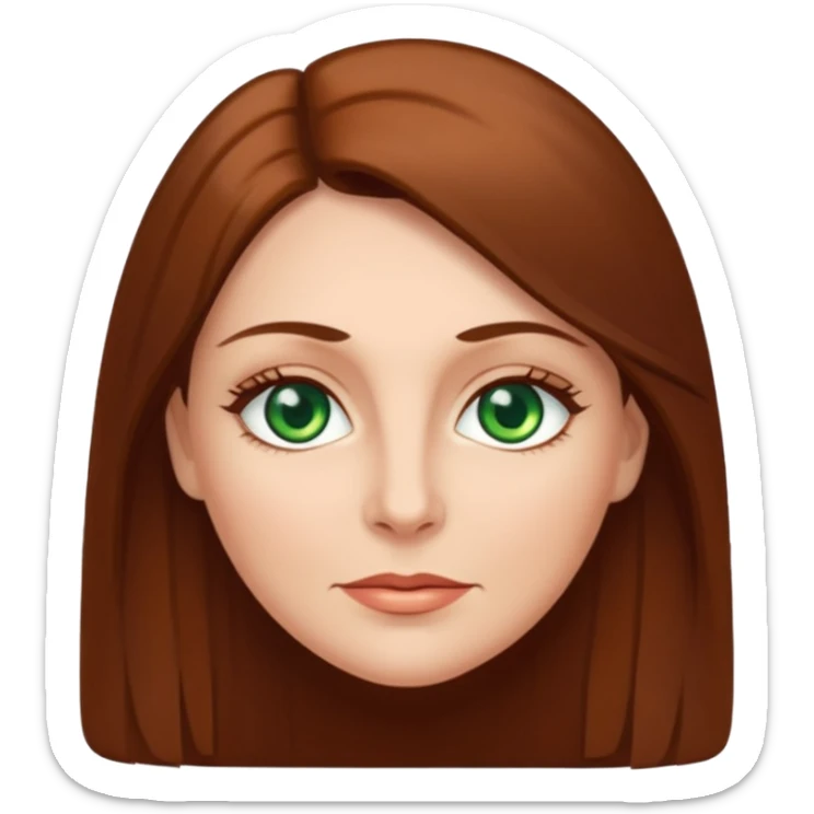 middle age woman with green eyes and long straight brown hair sticker