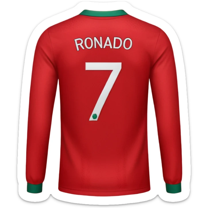 red Portugal football shirt with Ronaldo 7 on the back sticker