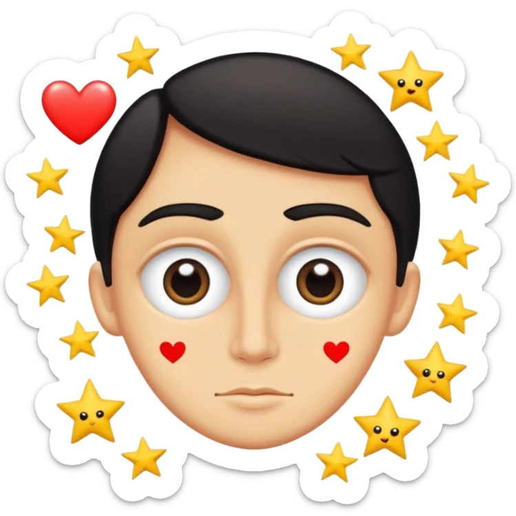 Quiero un emoji con el rostro de Félix de straykid, pero con los ojos más rasgados y con corazones, estrellas y destellos de luces alrededor, sobre su cabeza que diga "Te amo Josefa" con letras modernas pero cambia esos tonos que sean más naturales y que parezca un a persona oriental sticker