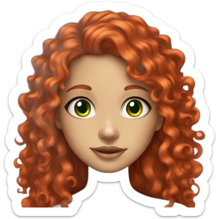 girl green eyes curly red hair sticker