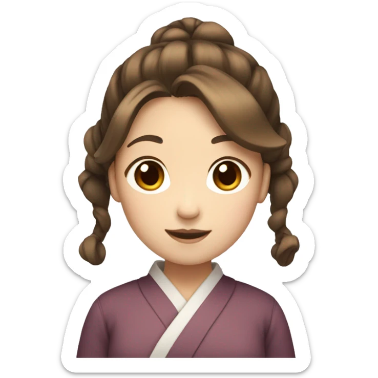 japanese girl with brown hair and double ponytail sticker