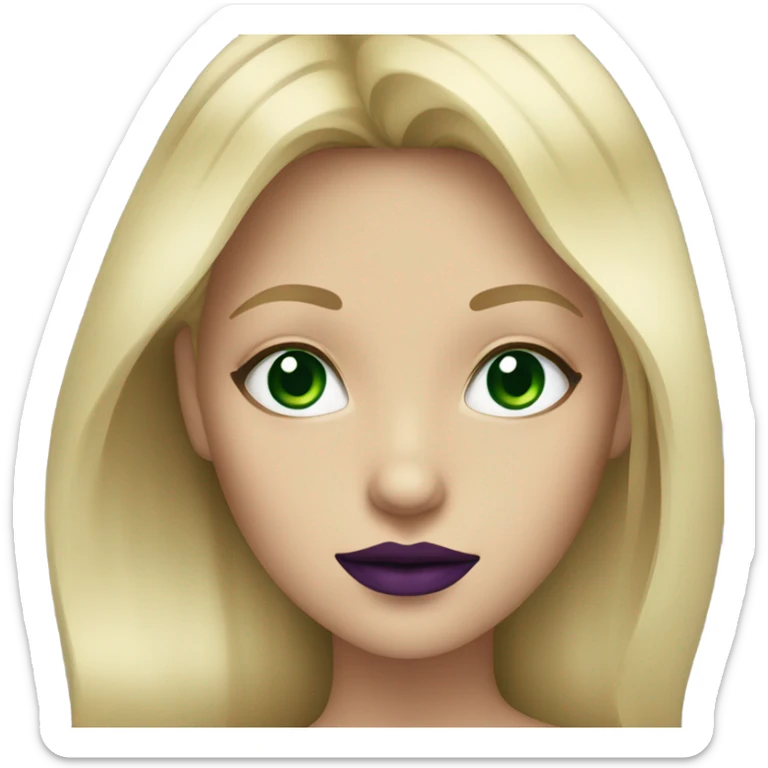 Blonde girl with dark green eyes and purple lips sticker