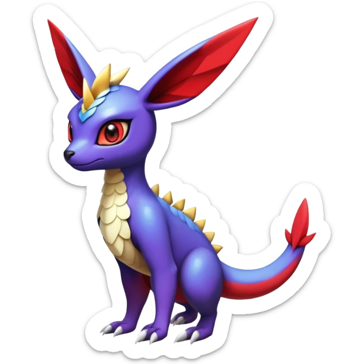  Cute Shiny Exotic Colorful Guilmon-Latias-Koraidon-Umbreon-Fakémon-hybrid-creature (full body)  sticker