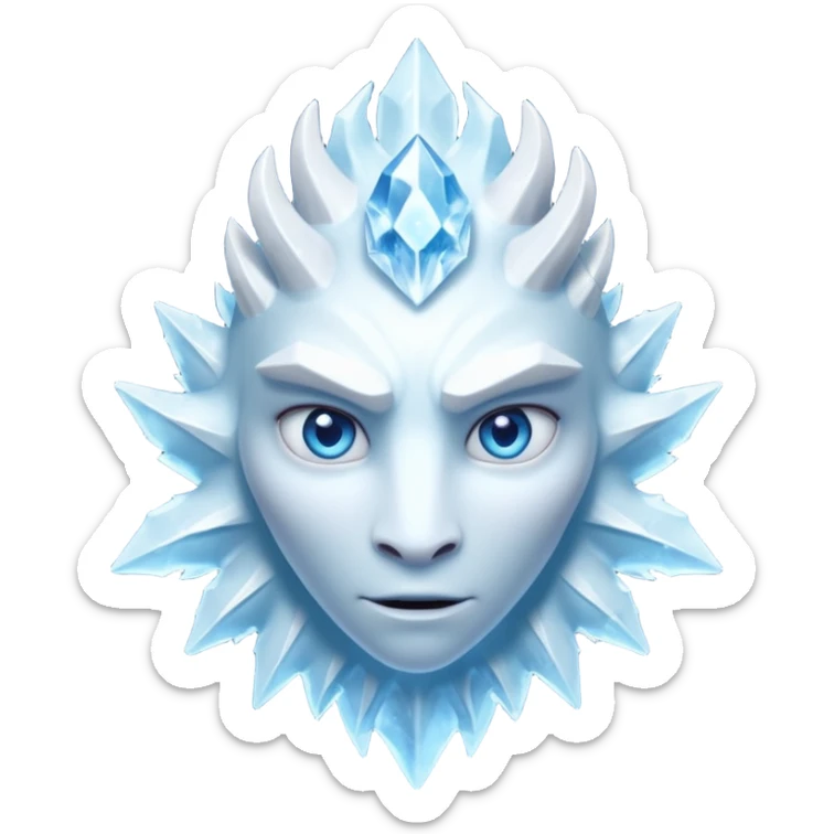 ice creature portrait, head and shoulders only, frozen crystal skin, glowing blue eyes, frost aura, sharp icy textures, fantasy winter vibe, 3D cartoon, mobile game icon style, clean background, no text, no watermark
 sticker