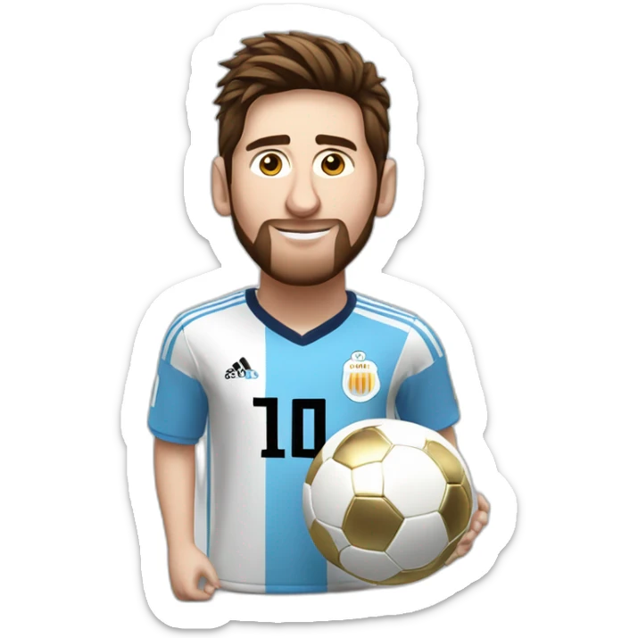 Messi avec le maillot de l'argentine avec la coupe du monde et le ballon d'or  sticker