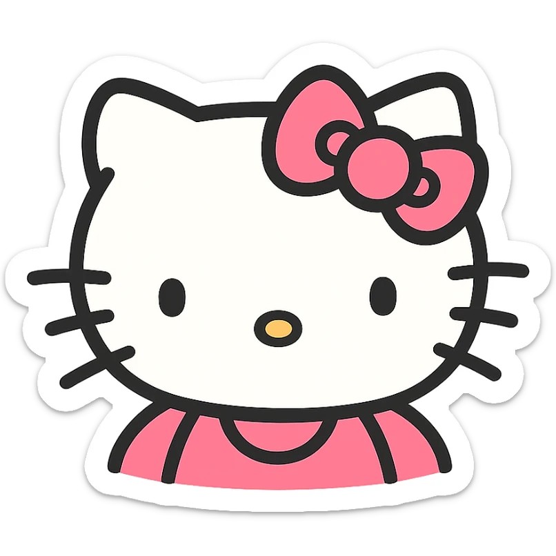 Hello Kitty emoji with pink and white girly aesthetic, cute and charming icon style sticker