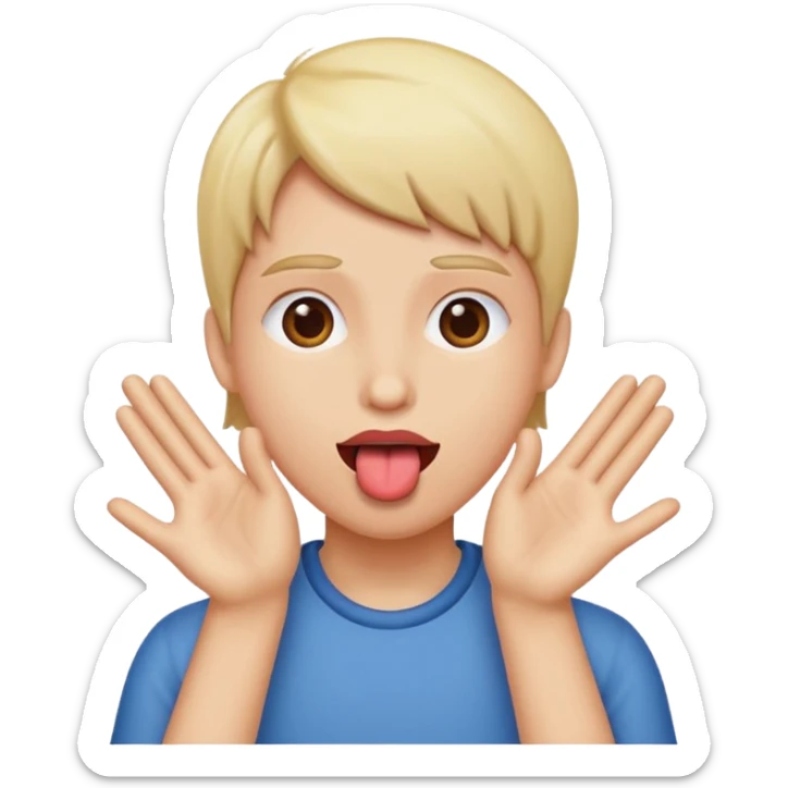 Tongue out hands to the side  sticker