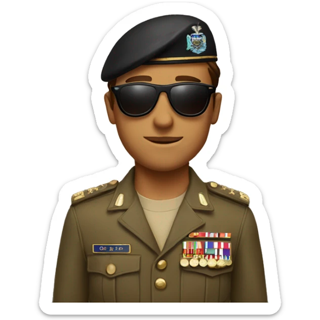 brown eyes, brown hair, rayban sunglasses, commander of the land forces sticker