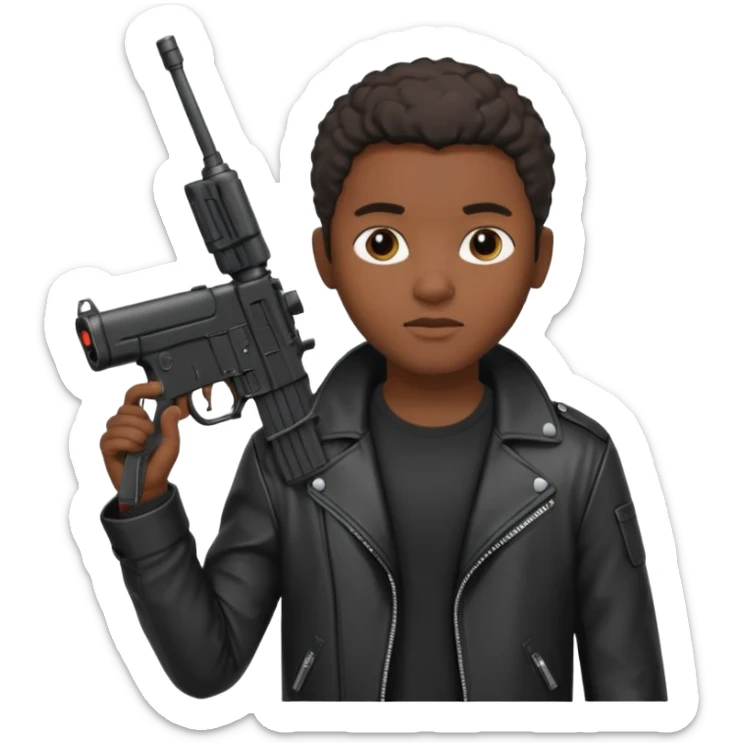 Fais moi un jeune afro américain qui ressemble a un gangster qui tient une AR15 sticker