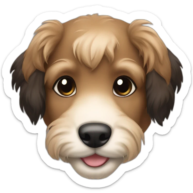 bouvier fawn brown and black puppy face very long hair smiling sticker