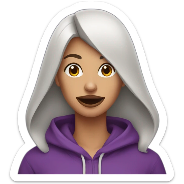 Armenian Woman  with purple hoodie and with a snake tounge sticker
