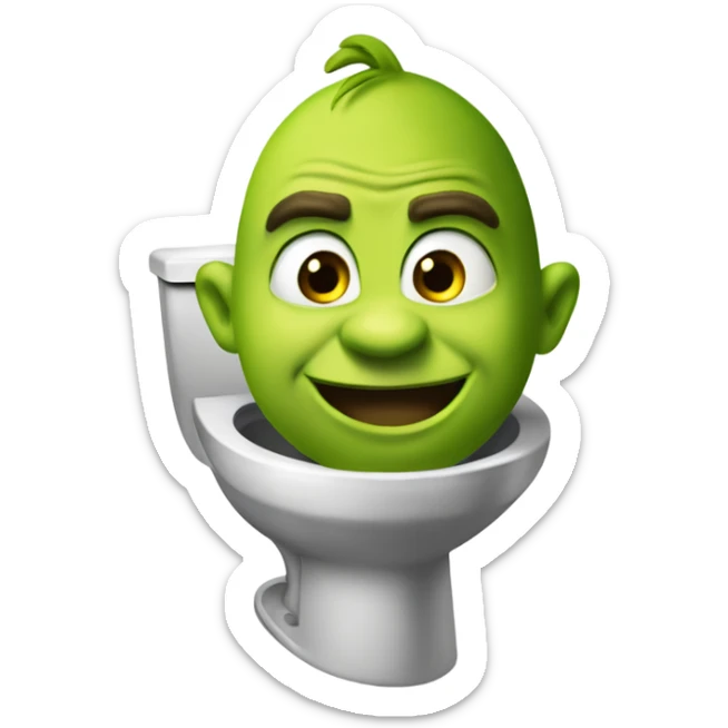 Shreks head coming out of a dookey toilet sticker