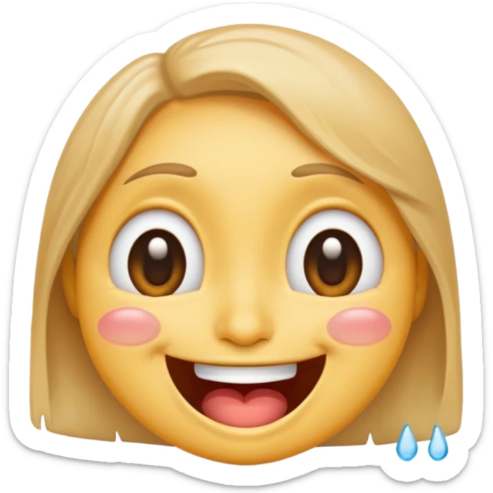 Emoji, laughing face with tears of joy, wide smile, big eyes sticker