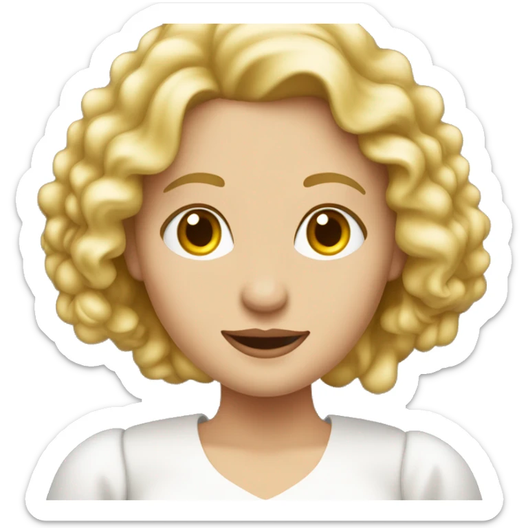 Stehende blonde Frau mit lockigen Haaren und Augenfarbe rot, trägt ein weißes langes Kleid sticker