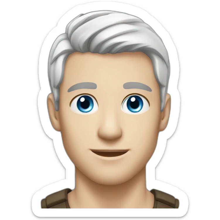 blue eyed, good looking white, athletic male with dark brown clean cut hair sticker