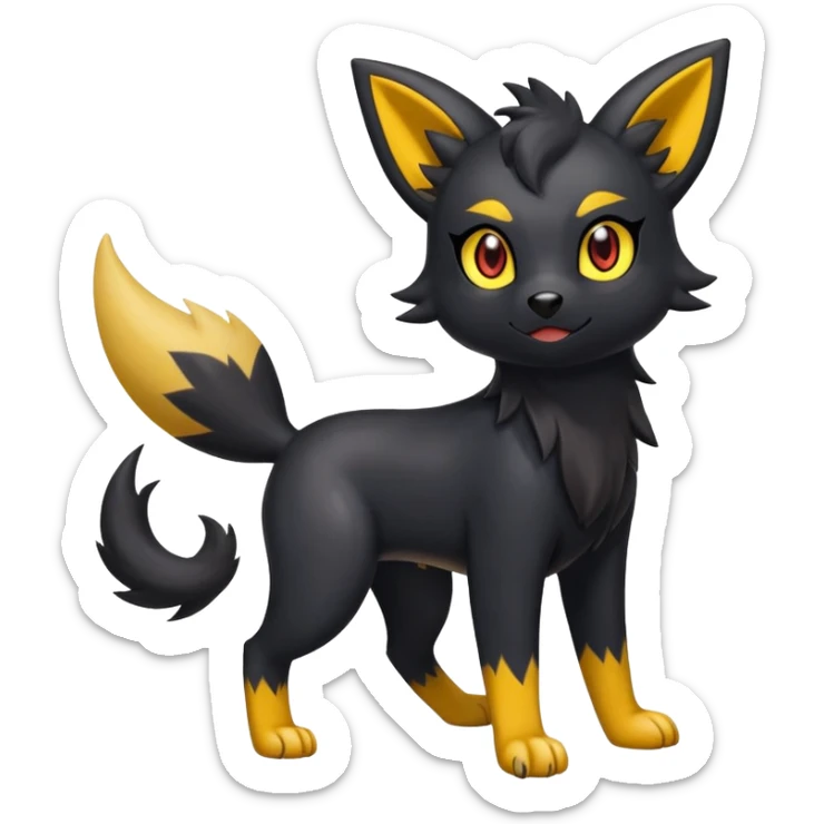 Cute Shiny Houndour-Zorua-Litten-Umbreon-Fakémon-hybrid-creature (full body)  sticker
