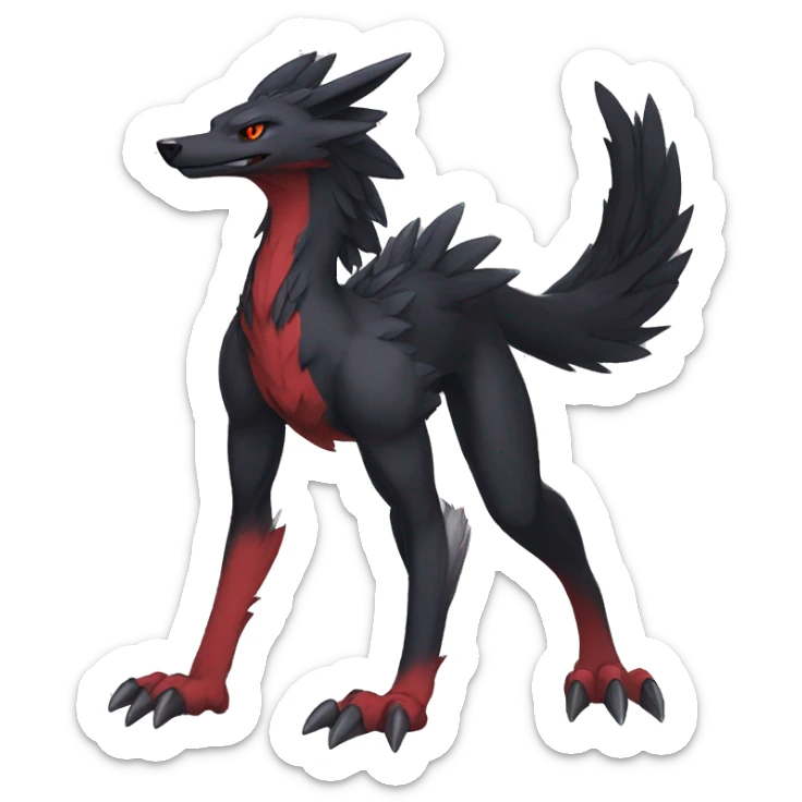 Anthro cool black red nargacuga sergal animal hybrid Fakemon full body sticker
