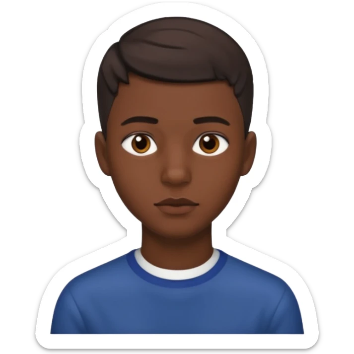 Une homme de 17 ans il a la peau noir foncé , des lèvres pulpeuses  . Il a un taper  sticker