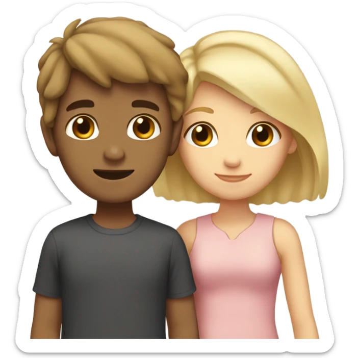 Boy with brown hair and  a girl with blonde hair love eachother very much sticker