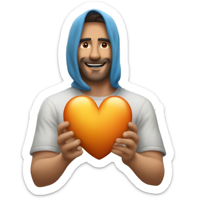 Un corazón anaranjado que tenga alas por lo lados y un corona flotando encima sticker