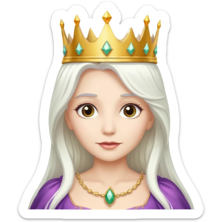 The Good Witch from The Land of Oz with long white hair, white outfit and crown sticker