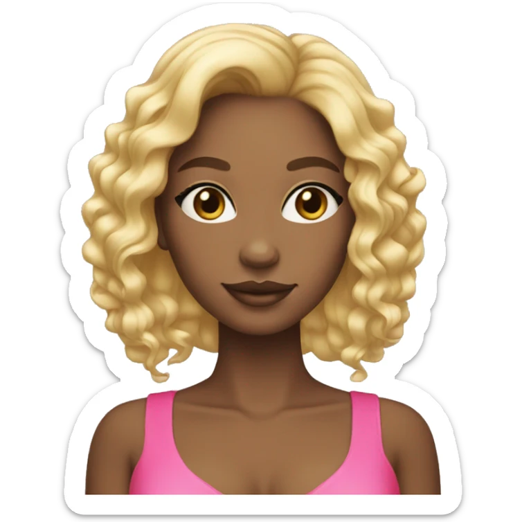 Black girl with blonde hair and pink coquette in her hair  sticker