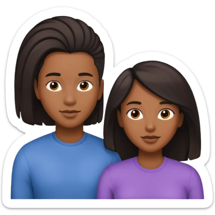 Black lesbian couple with one masculine with short hair and one feminine with long hair  sticker