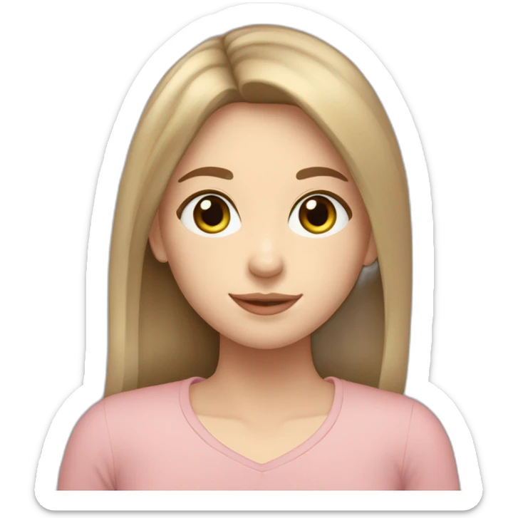 16-year-old Argentine girl with white skin. Medium green eyes. Light brown hair in the shape of a heart on the forehead. rounded face sticker