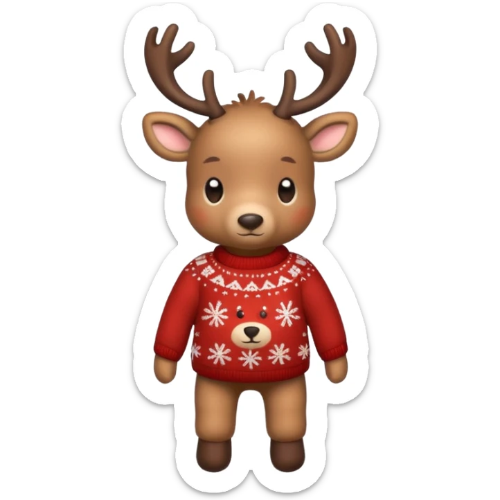 reindeer baby  cute, full body , in a christmas sweater sticker