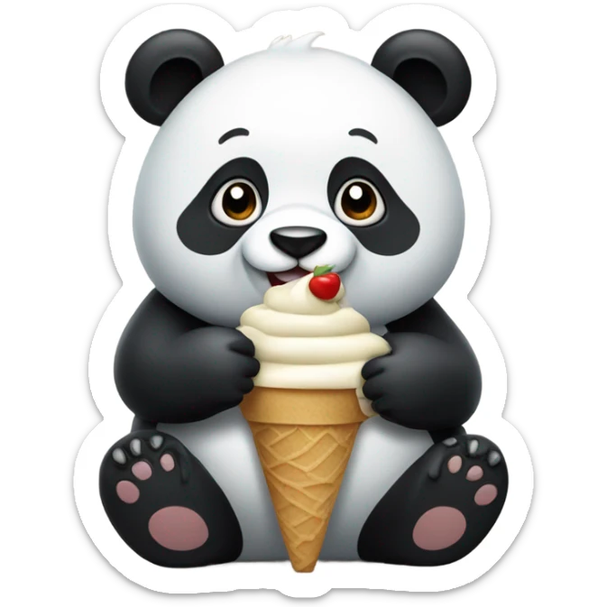 Panda eating ice cream sticker
