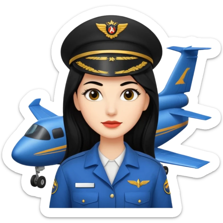 Femme cheveux long noir travaille dans le domaine de l'aéronautique sourcils fournis sticker