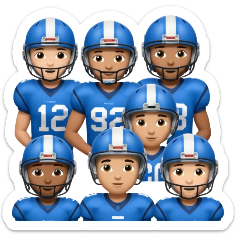 football guys team mixed race blue with helmet white black Hispanic  African  sticker