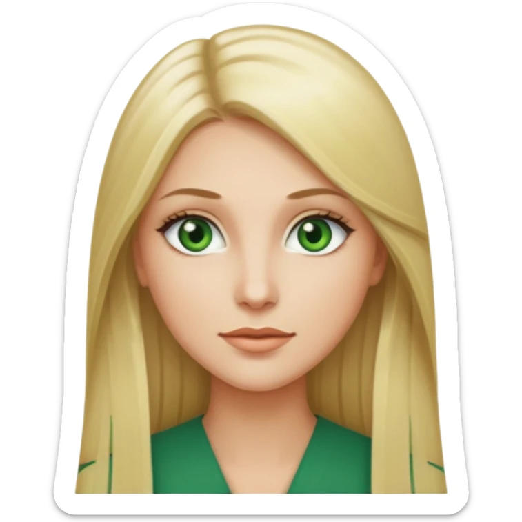 adult female with long straight blonde hair and green eyes sticker