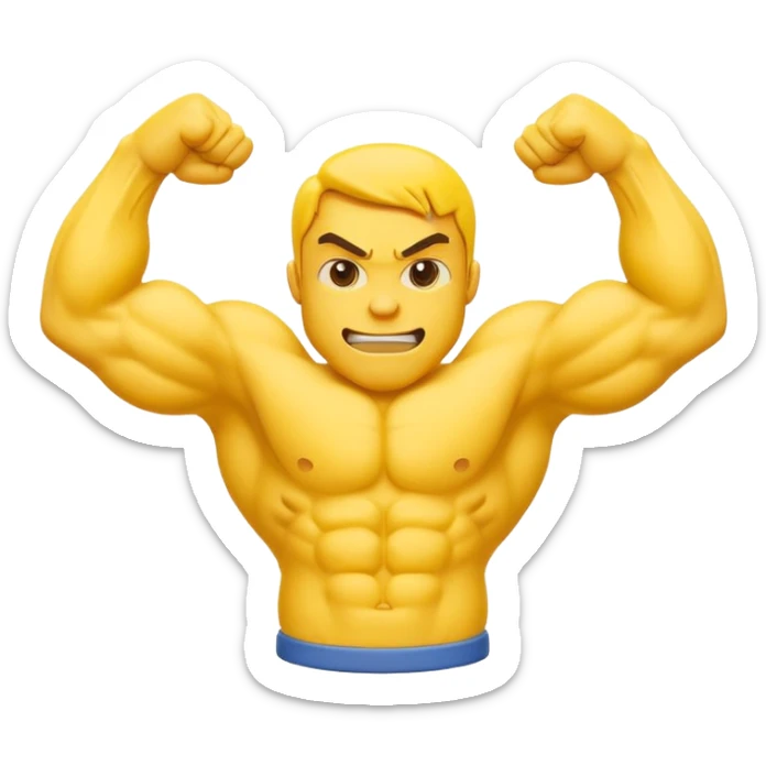 the word GOON in bold, playful muscled font, each letter shaped like stylized flexing muscles, emoji style sticker