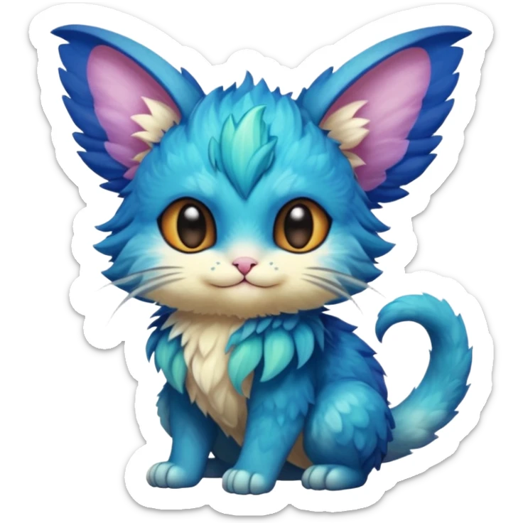 P moe meow meow cute fuzzy realistic Randomly-faerie-drake-colored exotic Fakémon-creature sticker