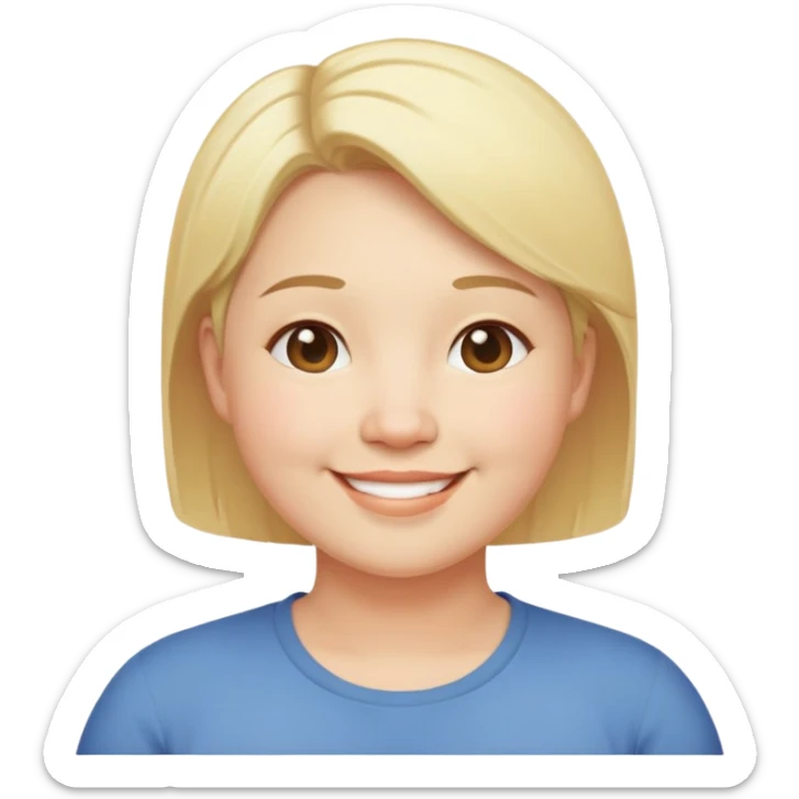 "- Nam
- 35 tuổi
- Da trắng
- Tóc vàng ngắn
- Cười mỉm, mặt mũm mĩm
" sticker