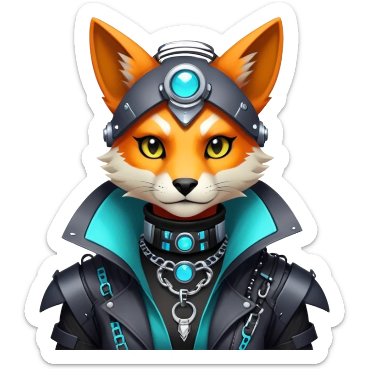 Anthro Edgy Cute Cool Badass Cyberpunk Modern Futuristic Colorful Exotic Shiny Fionbri-Vernid-Fursona Collar  sticker