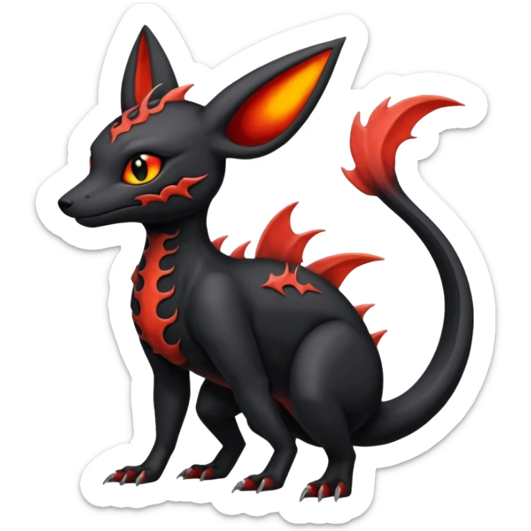 Edgy gothic dark evil magma-Salandit-Umbreon-Amaura-hybrid-fusion (full body) sticker