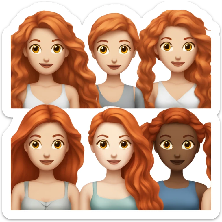 White skin,Women with long straight and real red hair and white skin sticker