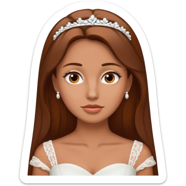 White tanned skin bride with brown hair with a chin on her face sticker