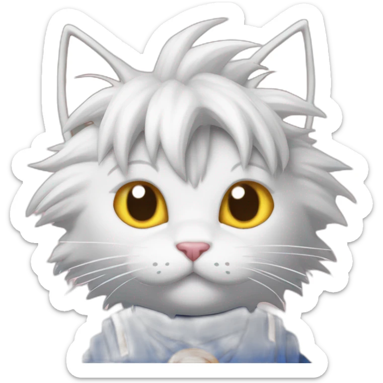 cute cat with big eyes and the hair of goku form dragon ball z serie goku-cat sticker