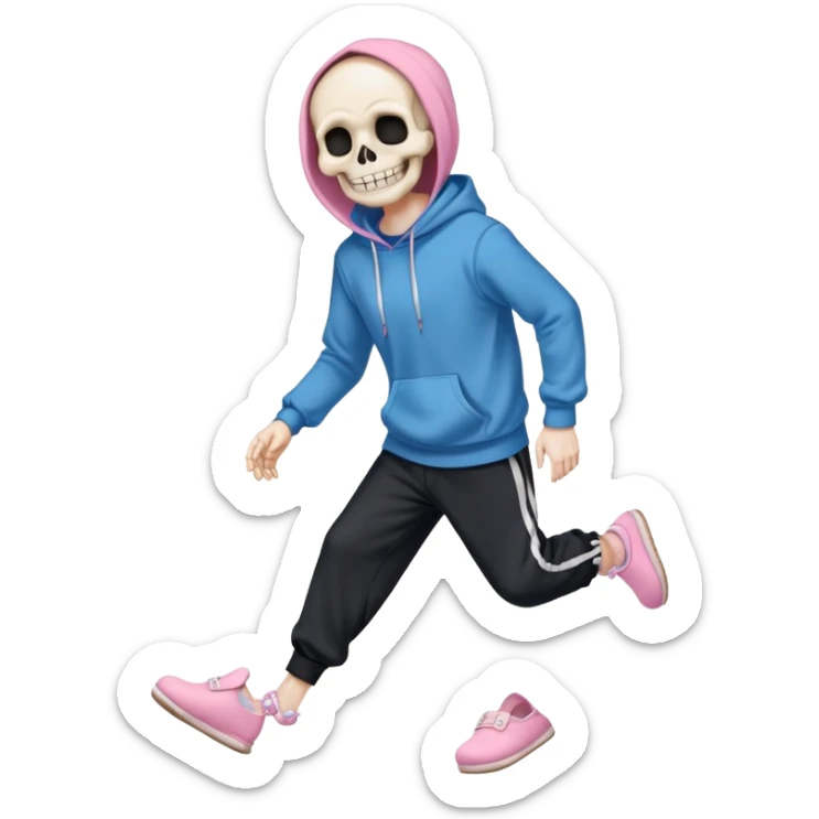 Sans The Skeleton, Blue Hoodie, Grin, Pink Slippers, Black Jogging Pants sticker