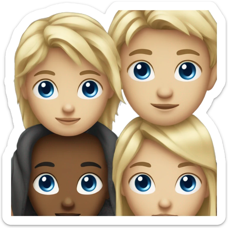 Blond girl brown eyes and blond boy blue eyes sticker