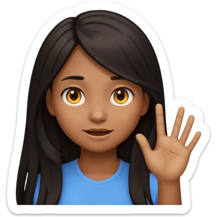 Animated girl dark long hair emoji tapping right side of the head with her hand with duh facial expression  sticker