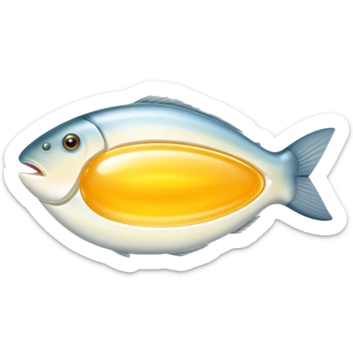 Animal sources of vitamin A: liver, egg yolks, cod liver oil, butter, and fatty fish glowing with a gentle golden aura. These foods emit a soft warm light representing their high content of preformed vitamin A (retinol). sticker