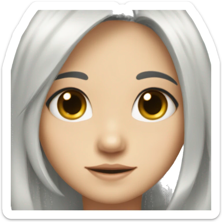 cuty woman, black hair, non double eyelid, happy girl  sticker