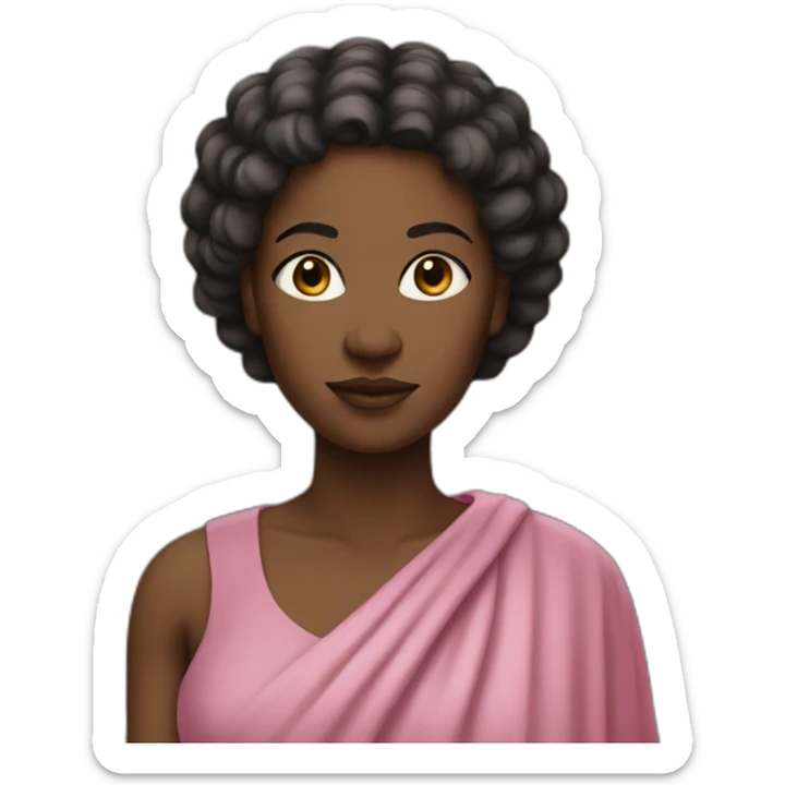 A black woman from 1 th century,short hair, pink gown sticker