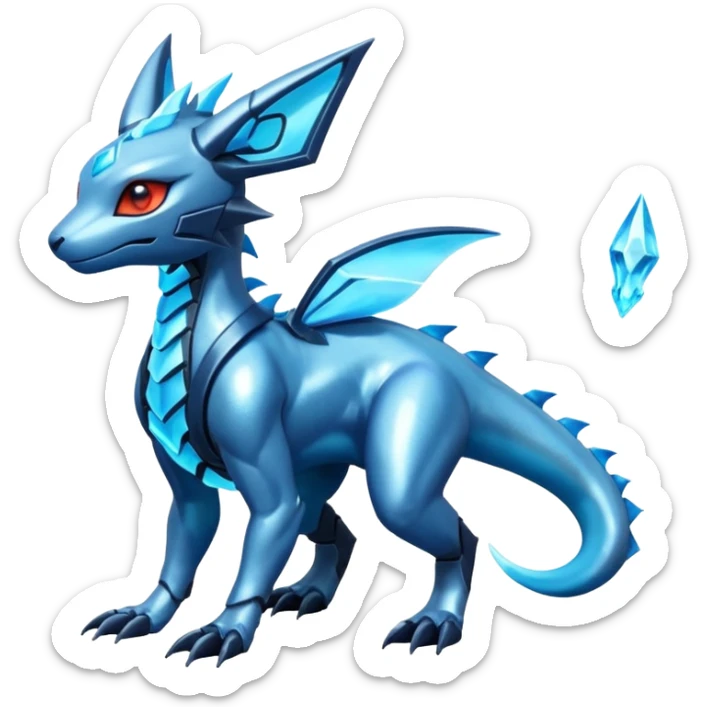 Shiny Futuristic Salandit-Glaceon-Fakémon-hybrid-creature (full body)  sticker